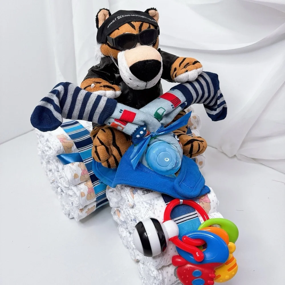 Motorcycle Diaper Cake, Boy Baby Shower Gift